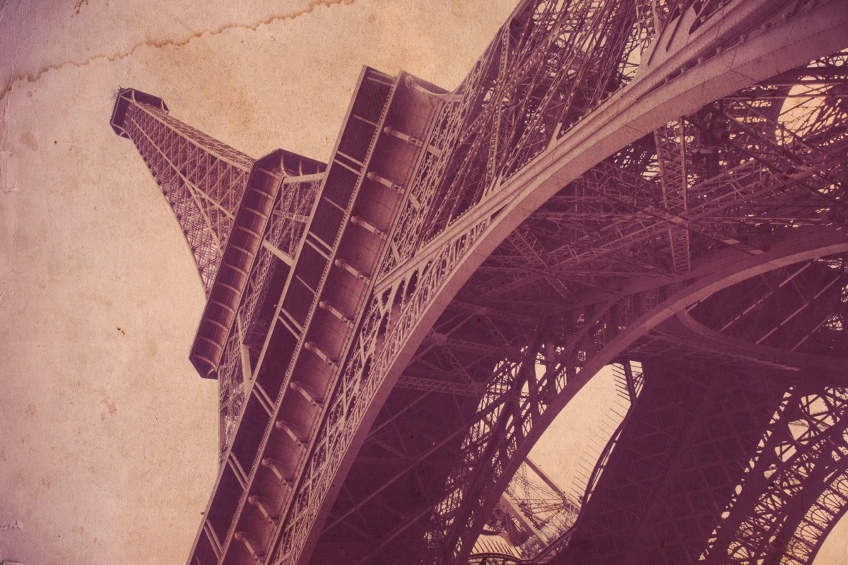 The Eiffel Tower in textured vintage style
